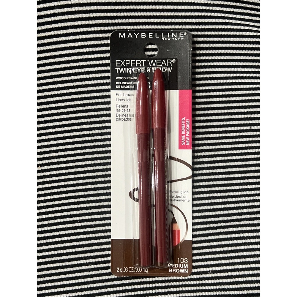 Maybelline Expert Eyes Twin Brow and Eye Pencils 103 Medium Brown 2 X .03 Oz